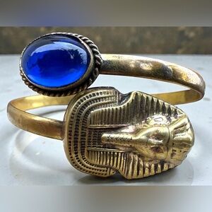 Egyptian Blue Agate and Pharaoh Copper Cuff Bracelet.